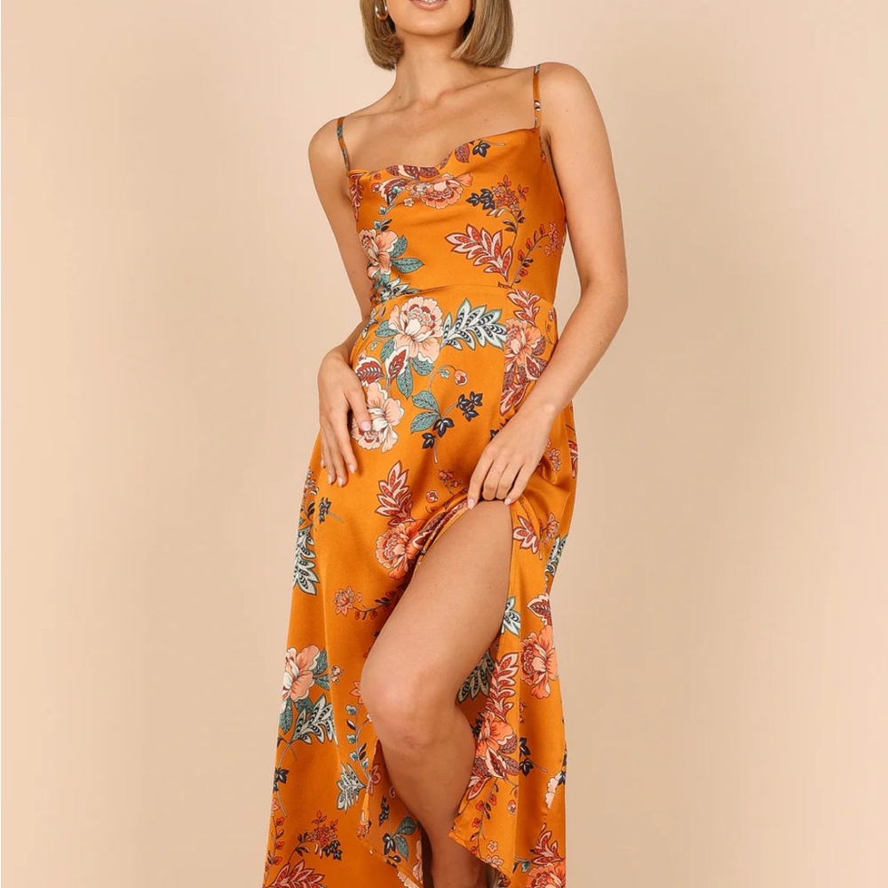 Petal & Pup Rust Floral Midi Dress